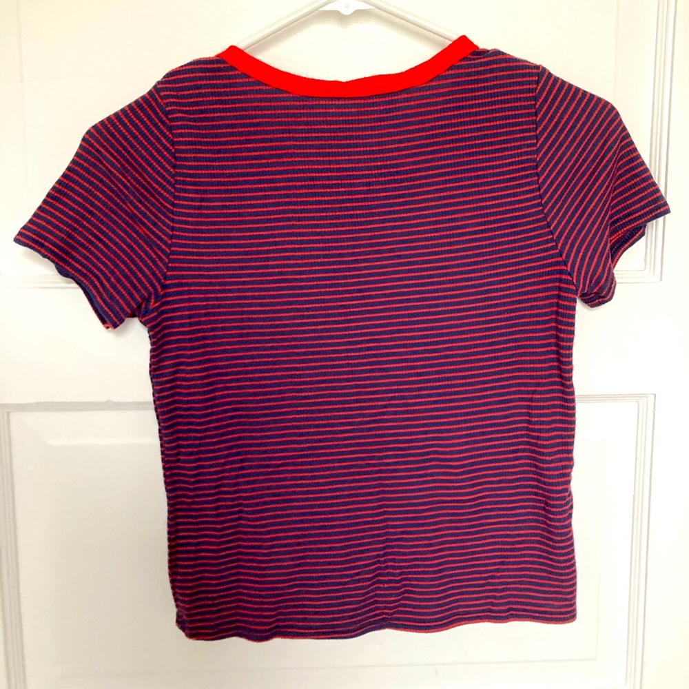 Caution to the Wind Cropped Ringer Tee - Picture 2 of 4